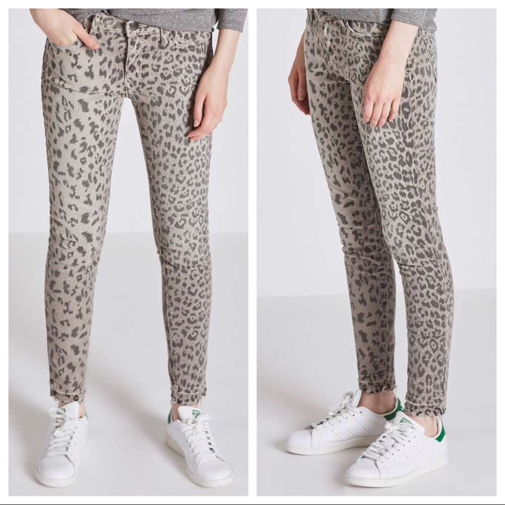 CURRENT/ELLIOTT skinny grey leopard print jeans